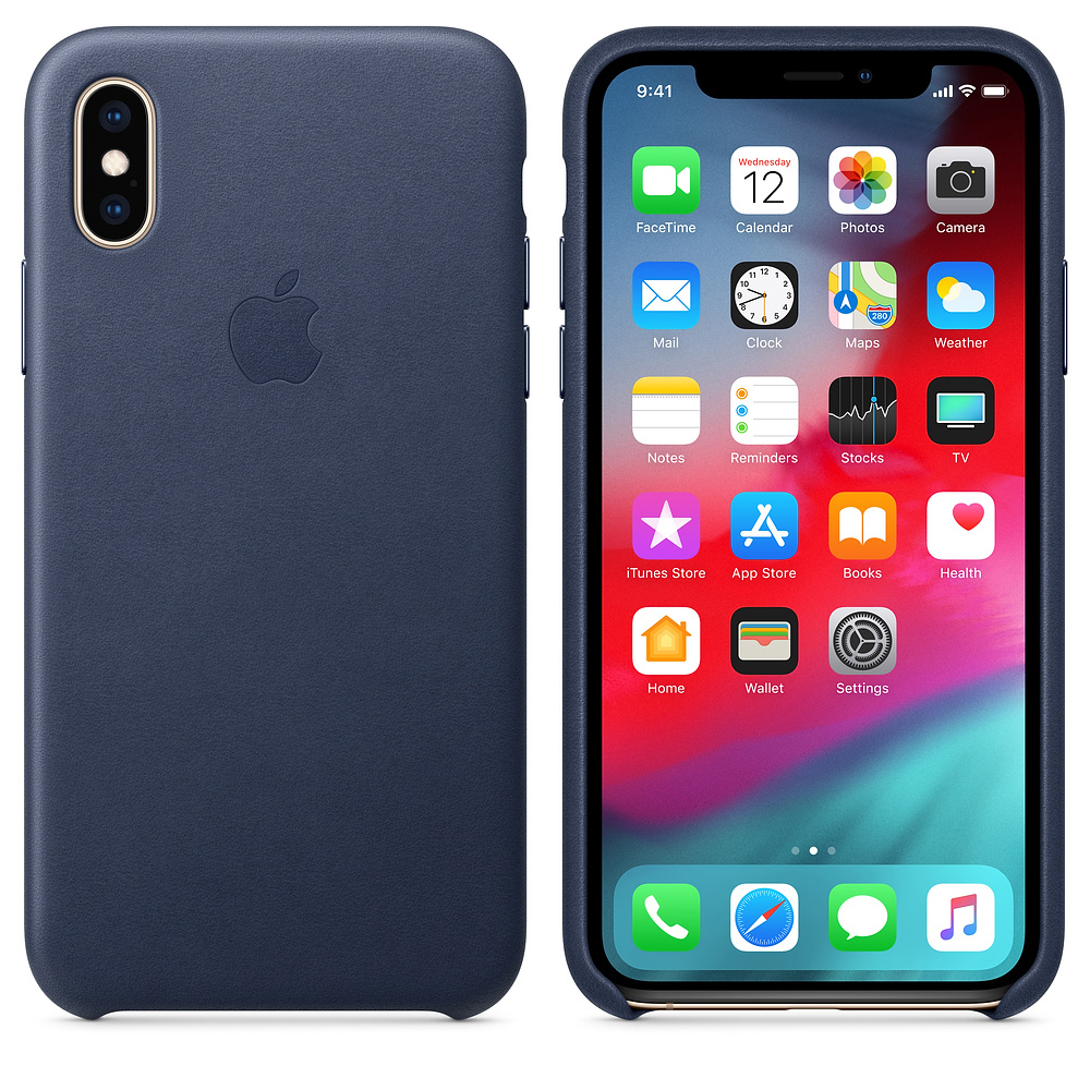 APPLE XS Leder Case, Backcover, Apple, iPhone XS, Blau