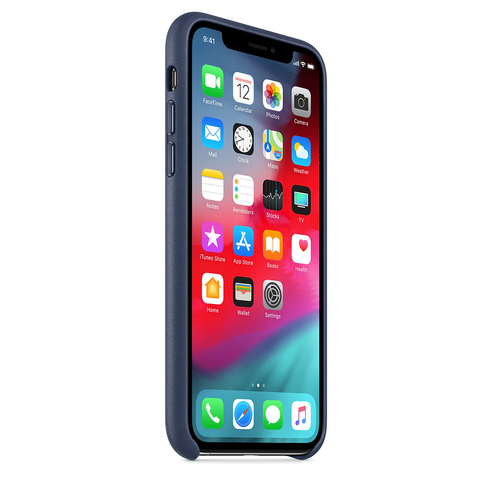 APPLE XS Leder Case, Backcover, Apple, iPhone XS, Blau