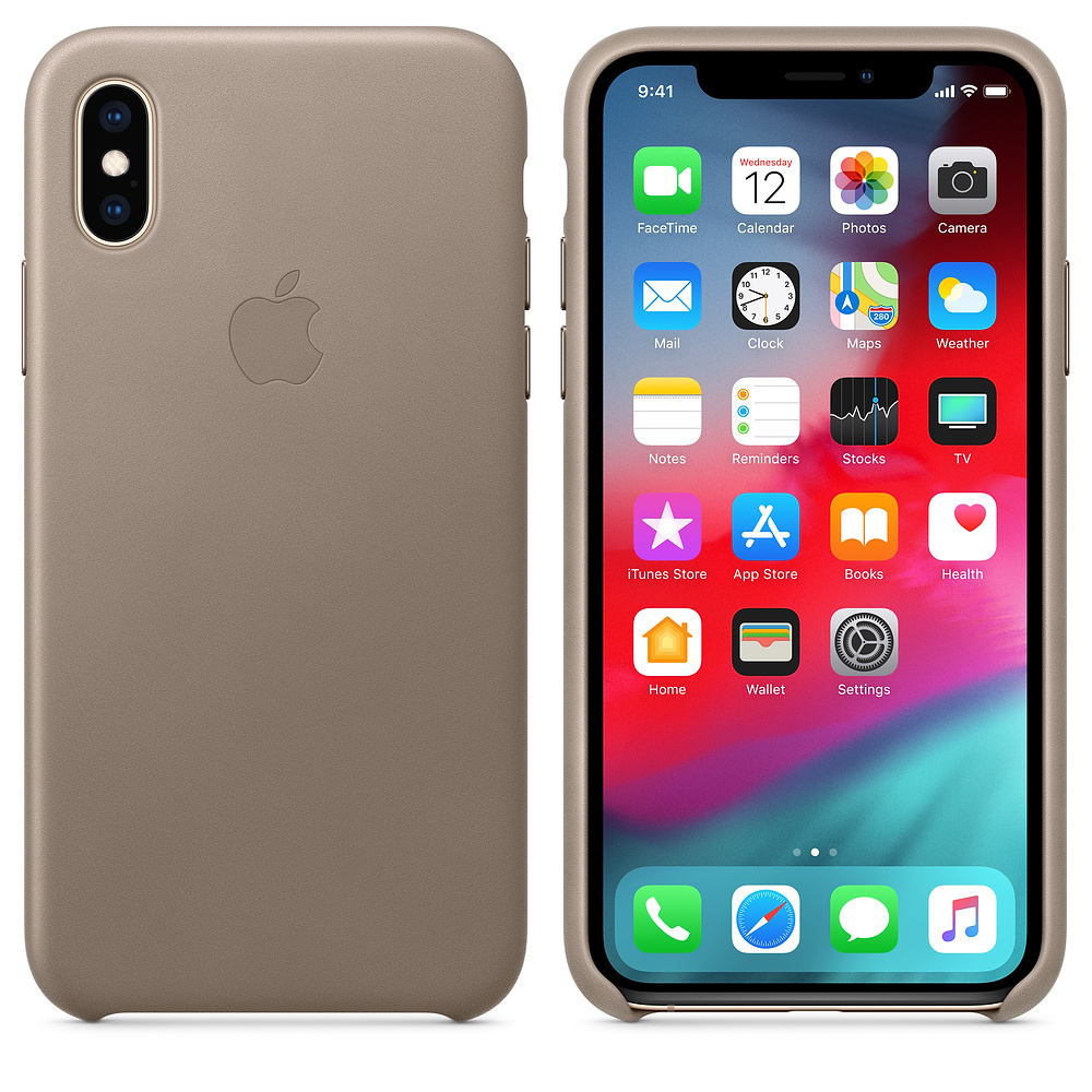 APPLE XS Leder Case, Backcover, Apple, iPhone XS, Taupe