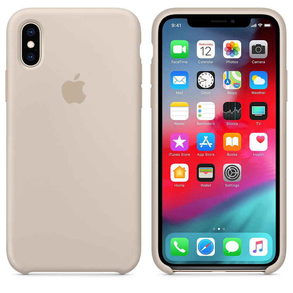 APPLE XS Silikon Case, Backcover, Apple, iPhone XS, Stein