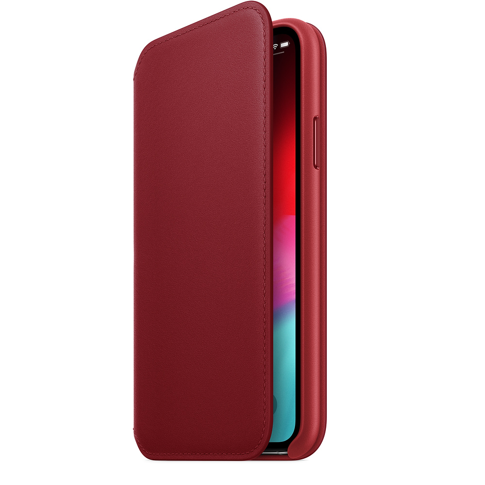 APPLE XS Leder Folio, Bookcover, Apple, iPhone XS, Rot