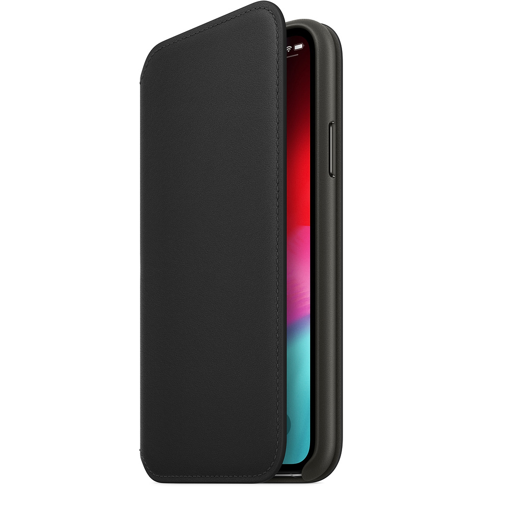 APPLE XS Leder Folio, Bookcover, Apple, iPhone XS, Schwarz