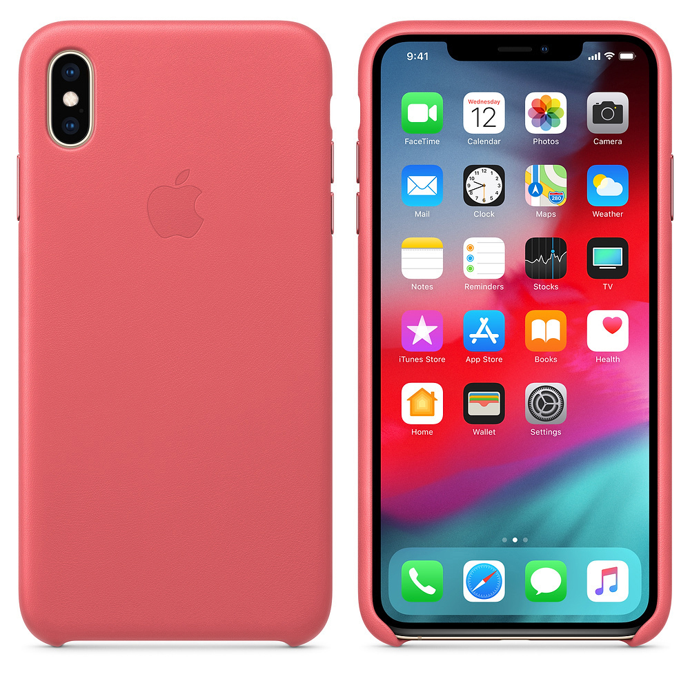 APPLE XS Max Leder Case, Backcover, Apple, iPhone XS Max, Pfingstrosenpink
