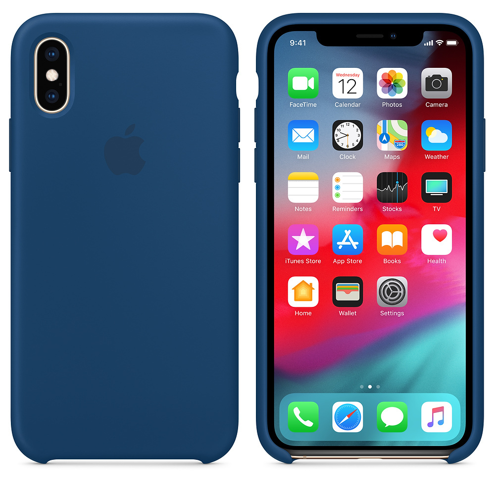 APPLE XS Silikon Case, Backcover, Apple, iPhone XS, Horizontblau