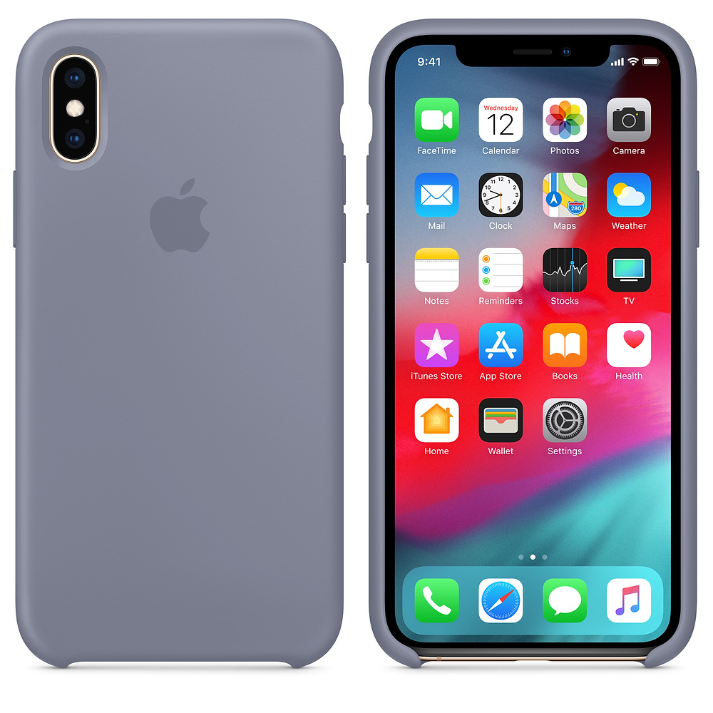 APPLE XS Silikon Case, Backcover, Apple, iPhone XS, Lavendelgrau