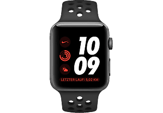 APPLE Watch Nike+ Series 3 (GPS + Cellular) 38 mm - Montre intelligente (130-200 mm, Plastique, Gris sidéral avec bracelet sport Anthracite)