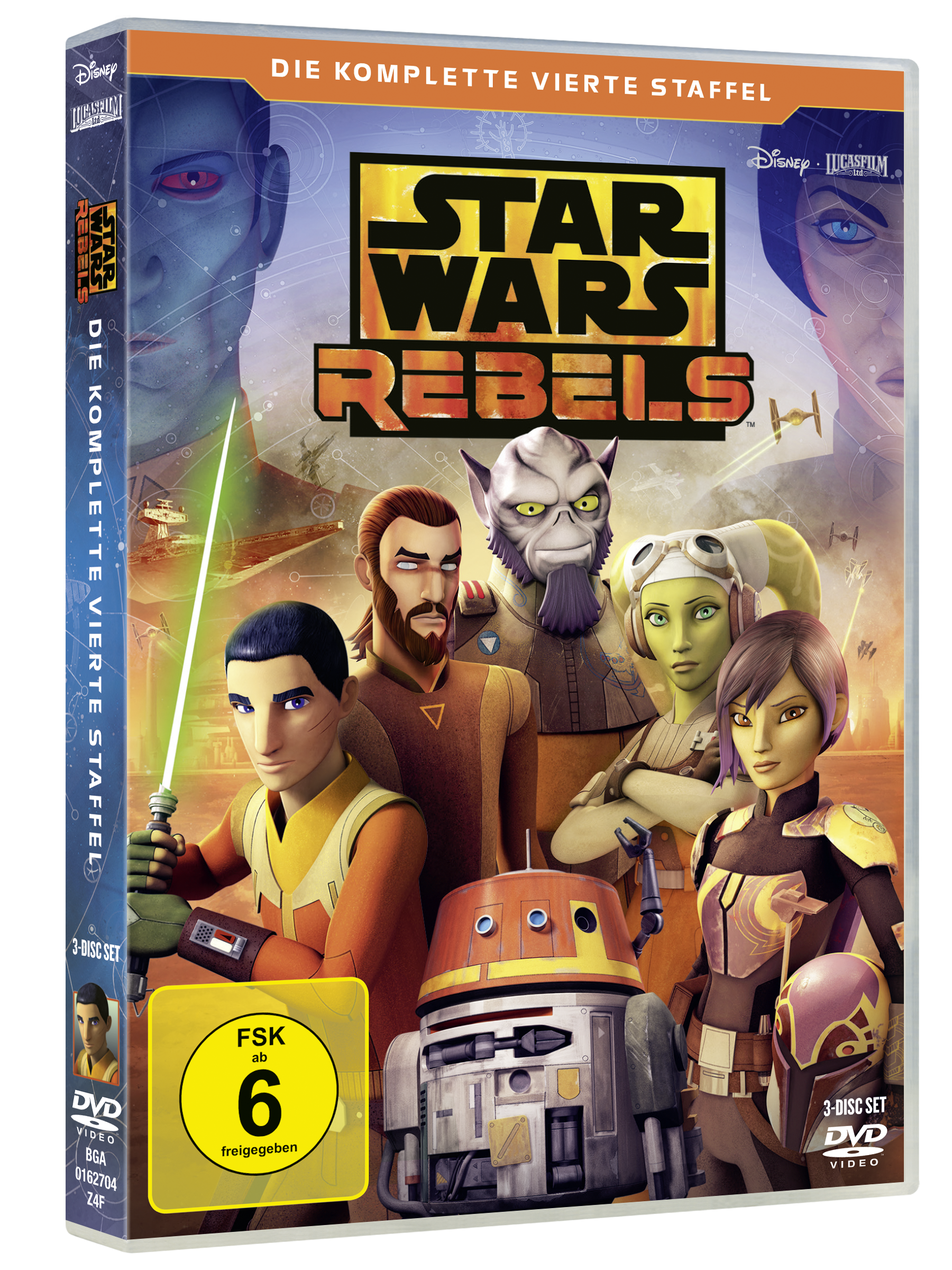 DVD-Hülle für Star Wars Rebels mit animierten Charakteren auf dem Cover.