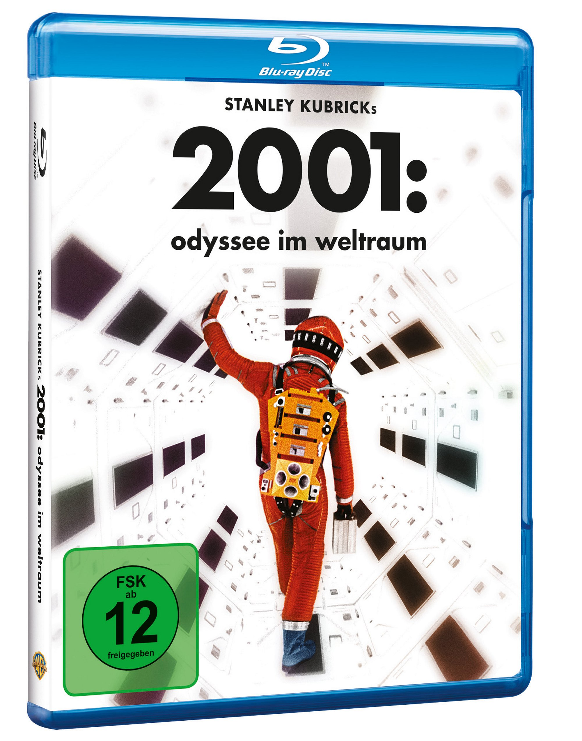 Eine Blu-ray-Hülle mit dem Titel '2001: Odyssee im Weltraum' und einem Raumfahrer.