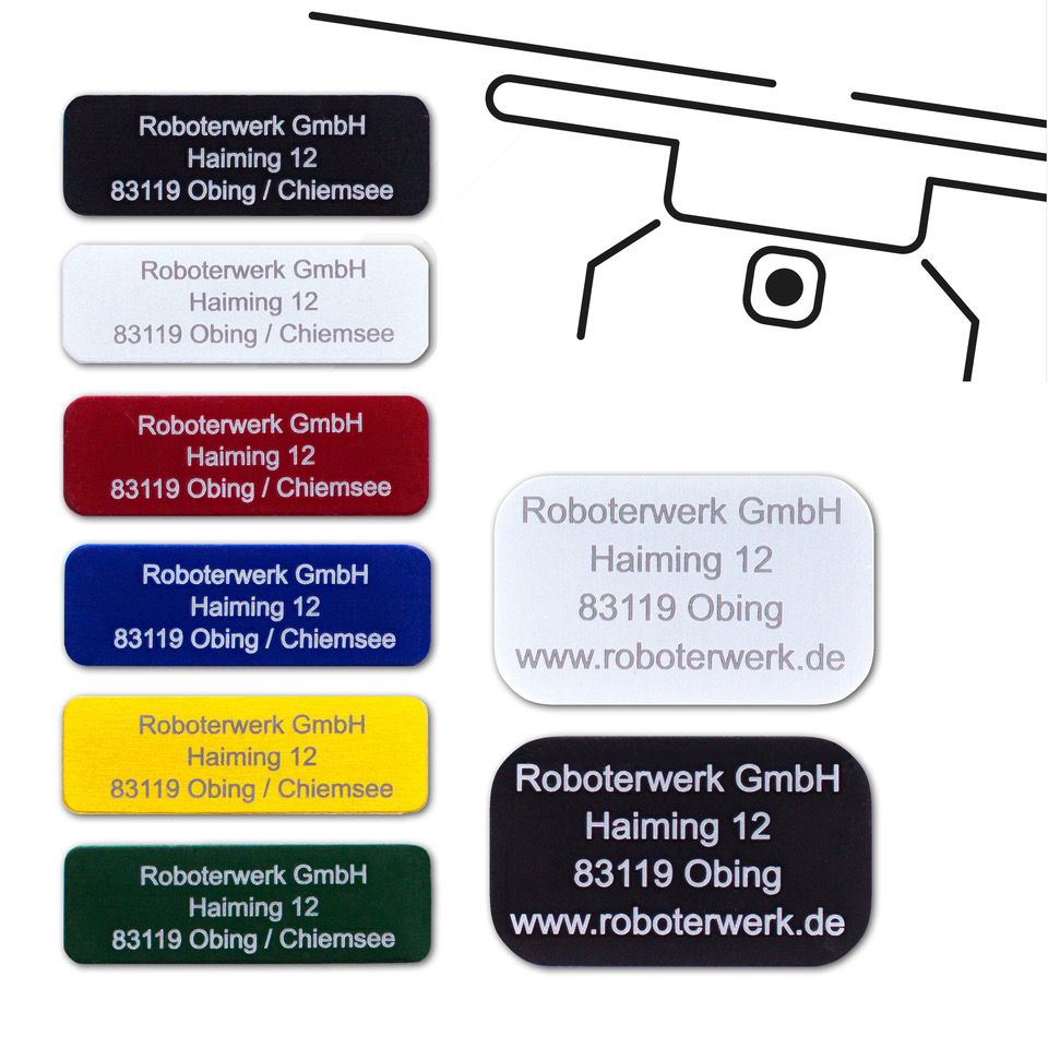 ROBOTERWERK Drohnenkennzeichen aus Aluminium-Gutschein Plakette, Kennzeichen, Mehrfarbig