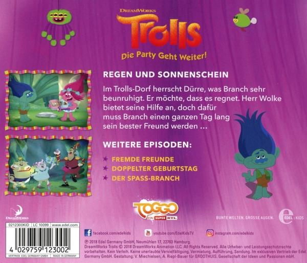 Rückseite der Trolls DVD-Hülle. Bunte Grafiken mit Trolls und Text auf Deutsch.