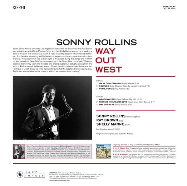 Albumcover: Sonny Rollins im Anzug, hält ein Saxophon. Textüberlagerung oben.