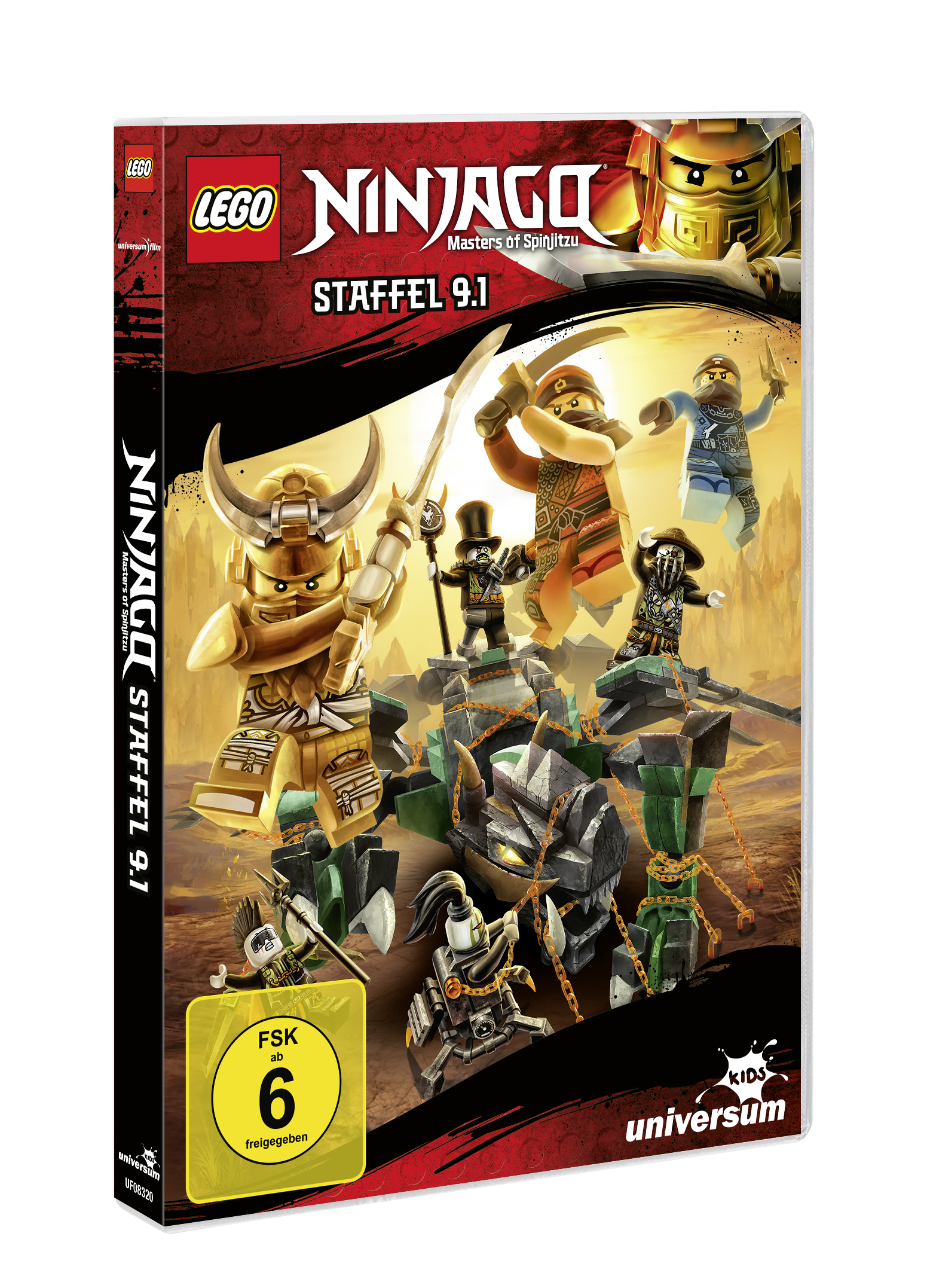 LEGO Ninjago Filmbox mit Zeichentrickfiguren und japanischem Text.