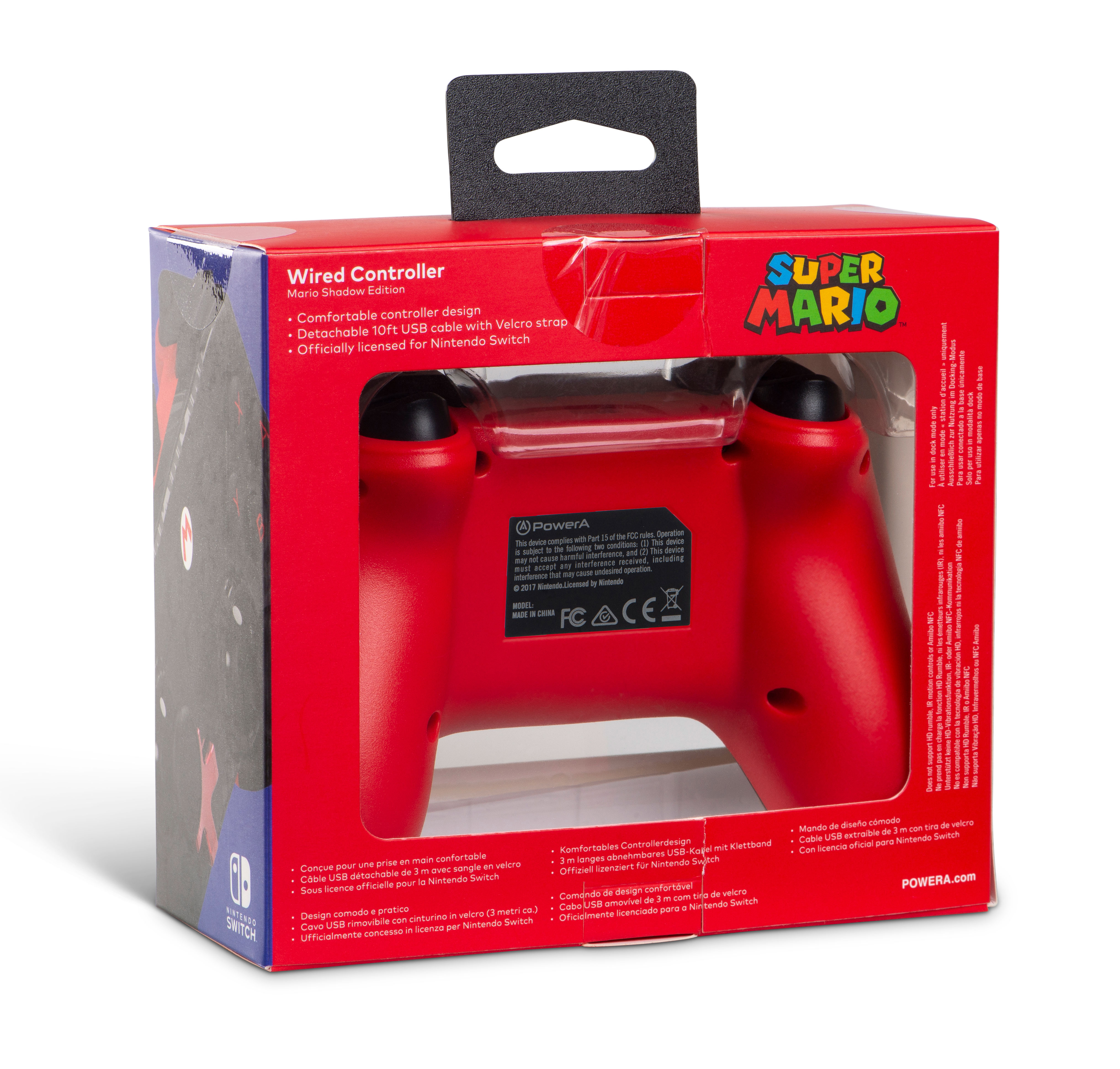 POWERA Switch Wired Controller Shadow Mario Controller Rot für Nintendo Switch