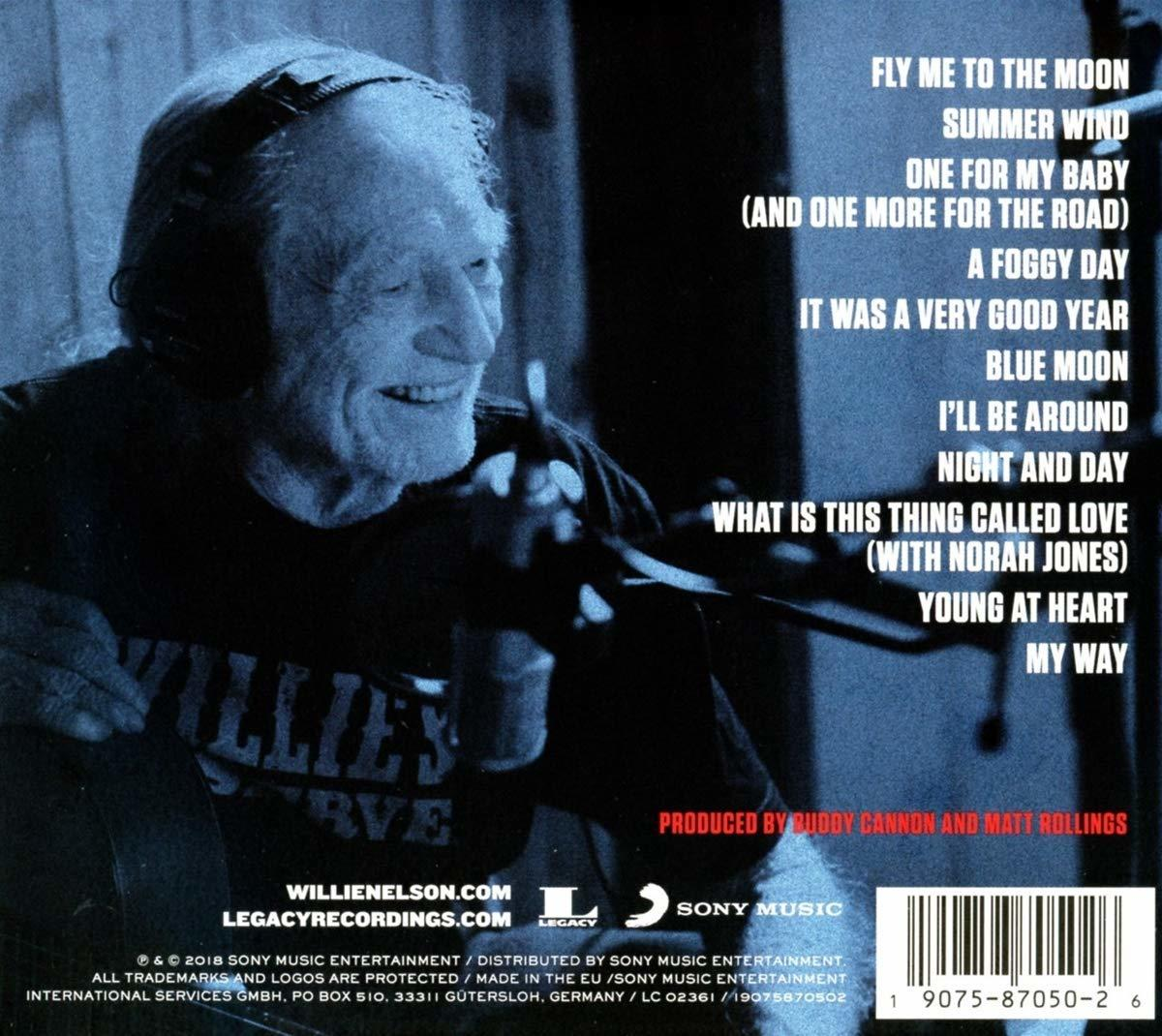 Albumhoes met Willie Nelson, koptelefoon en songtitels rechts.