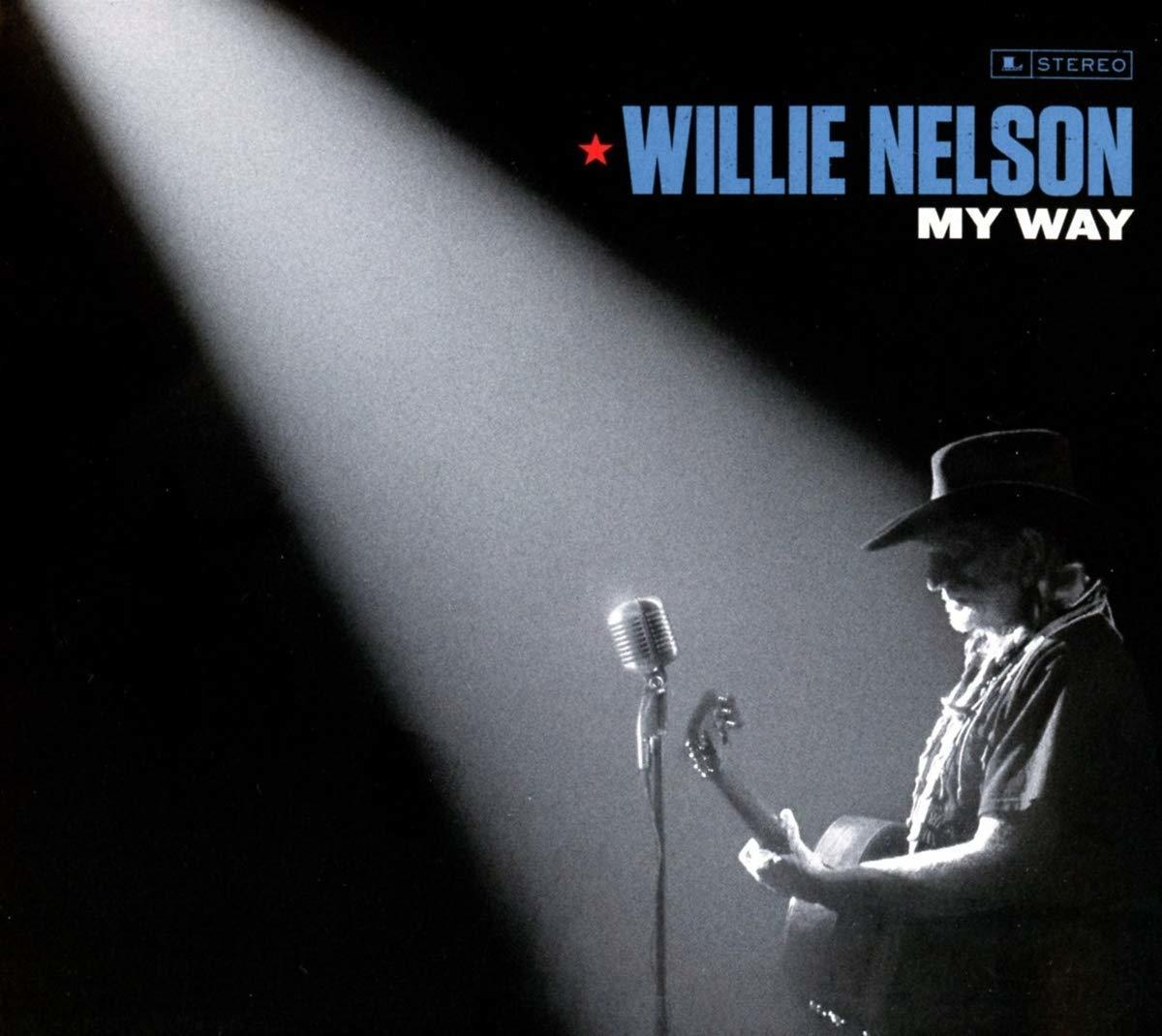 Albumhoes van Willie Nelson, 'My Way'. Willie in silhouet met een gitaar.