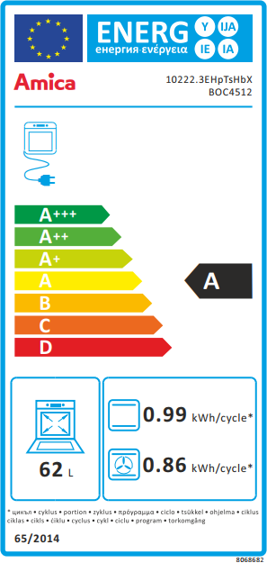 AMICA BOC4512 beépíthető sütő