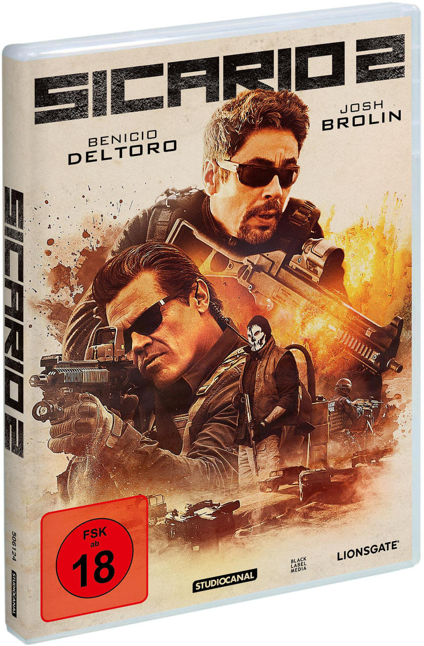 Sicario 2 Film-DVD-Cover. Schauspieler sind sichtbar.
