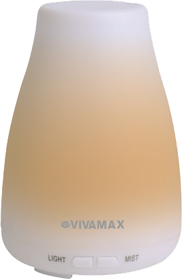 Fehér és narancssárga diffúzor. Két gomb van alul, és a Vivamax logó.