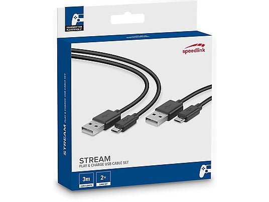 SPEEDLINK Câble USB pour PS4 Stream Play & Charge (2 pièces) (SL-450104-BK)