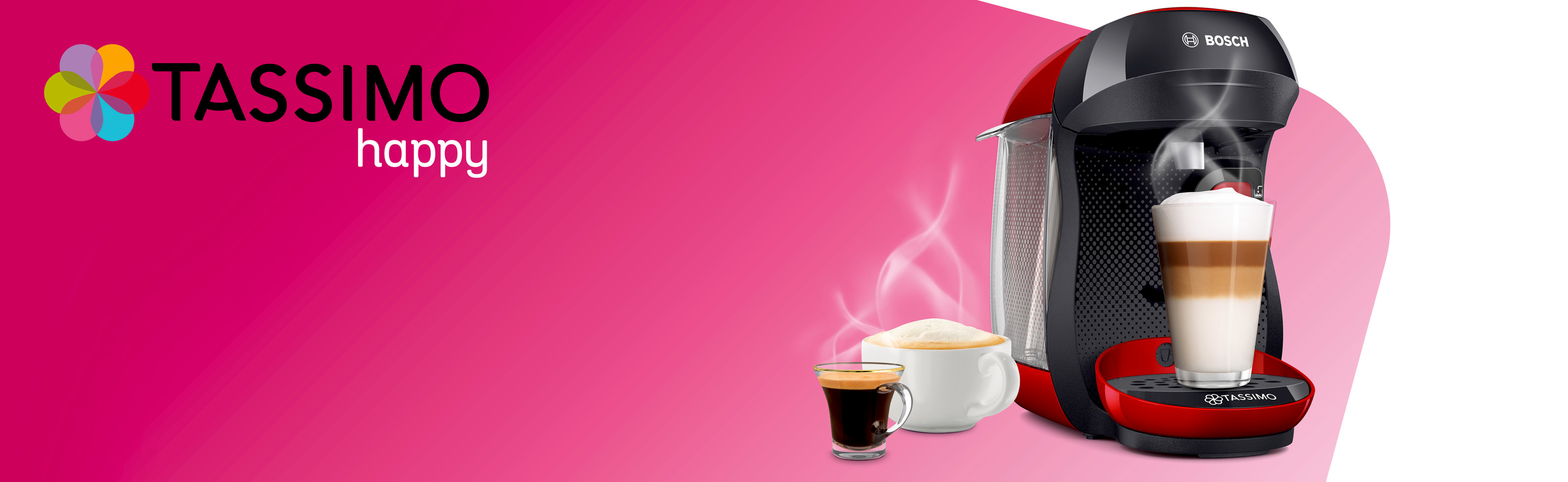BOSCH TAS1003 Tassimo Happy Kapselmaschine Rot/Schwarz