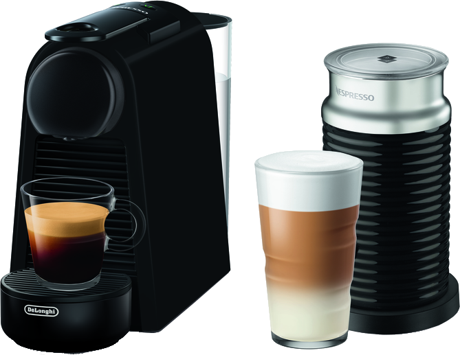 DE LONGHI Nespresso Kaffeemaschine Essenza Mini + Milk EN 85.BM in Matt Schwarz Nespresso Maschine Schwarz, matt