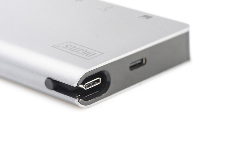 DIGITUS DA-70866 USB Typ-C, HDMI 4K UHD, VGA, USB-C, USB 3.0, RJ45, PD 3.0, Silber