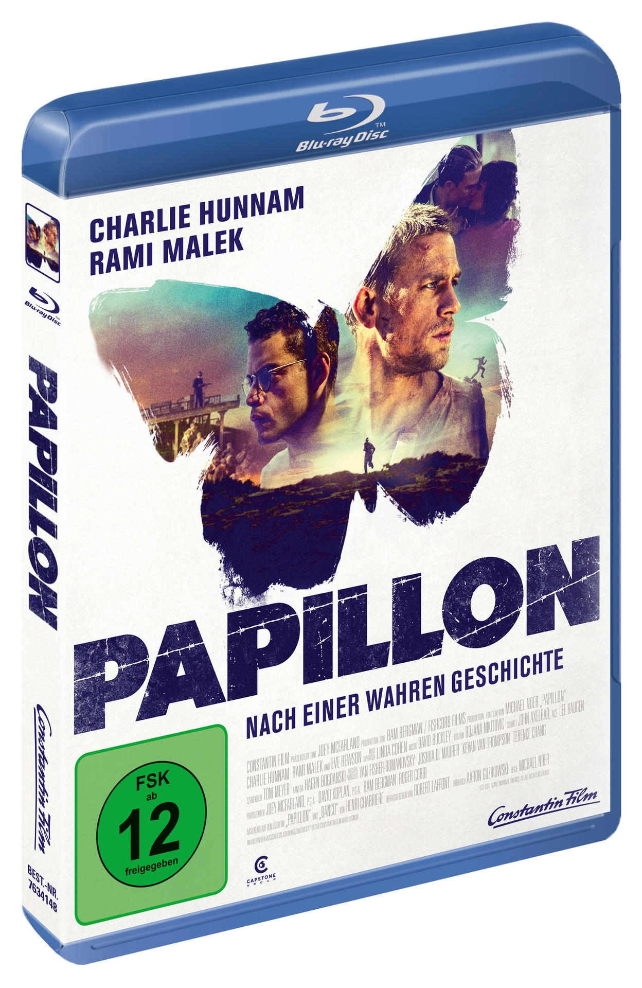 Blu-ray-Filmhülle mit Cover-Art. Zeigt zwei Männer auf einem schmetterlingsförmigen Hintergrund.