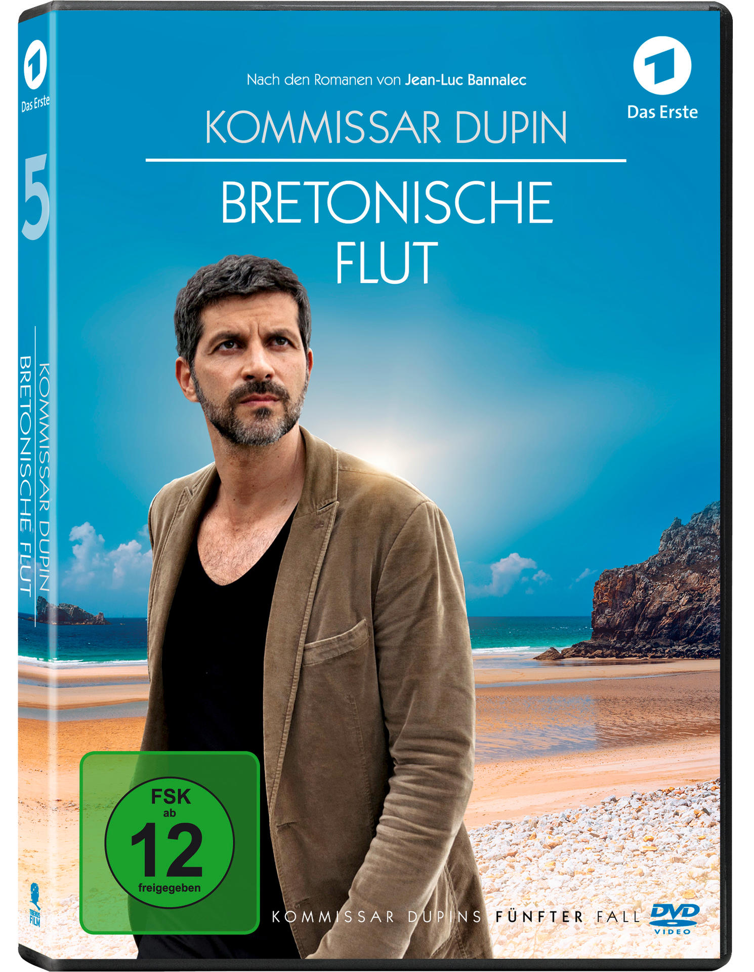 DVD-Cover von 'Kommissar Dupin - Bretonische Flut' mit einem Mann.