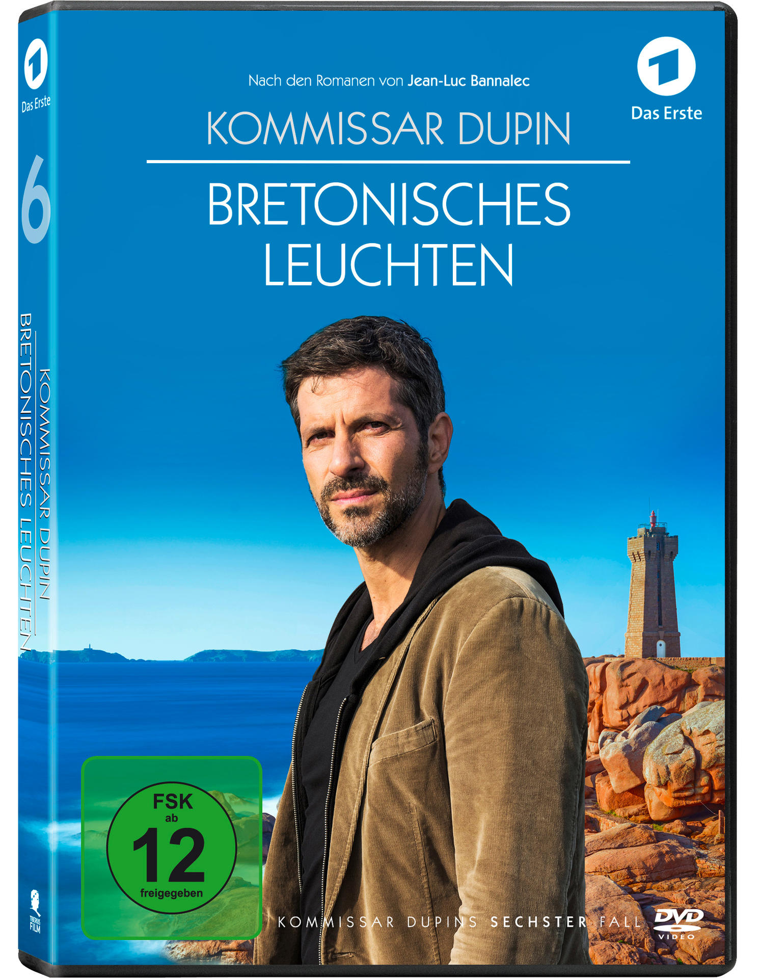 DVD-Hülle einer Fernsehserie, mit einem Mann auf dem Cover und einem Leuchtturm.