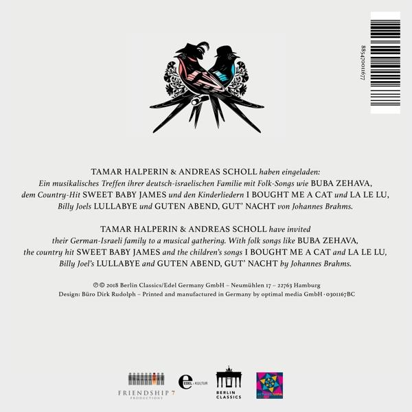 Albumcover mit Text in mehreren Sprachen, Vogelillustration und Barcode auf weißem Hintergrund.