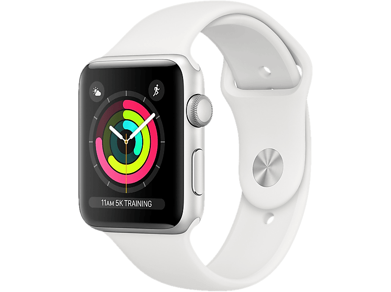 APPLE Watch Series 3 - Aluminium behuizing 38mm Silver - Sportbandje White