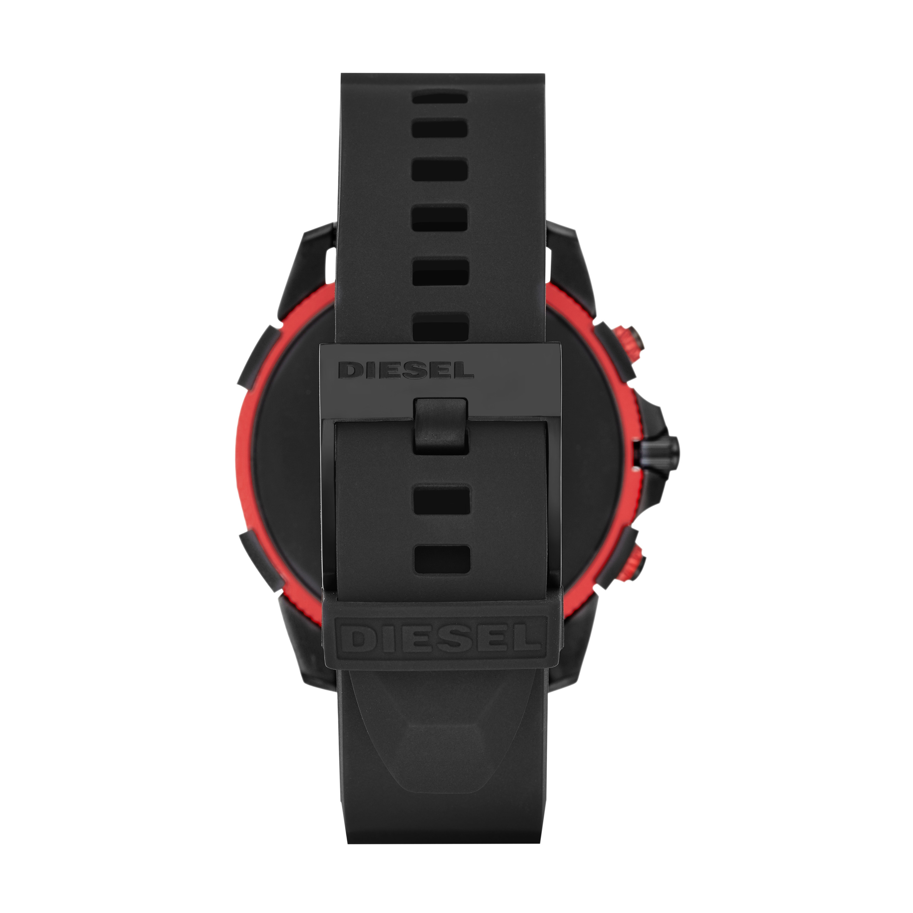 DIESEL DZT2010 Gents Full Guard 2.5 Smartwatch Edelstahl schwarz ionisiert Silikon, 200 mm, Rot/Schwarz