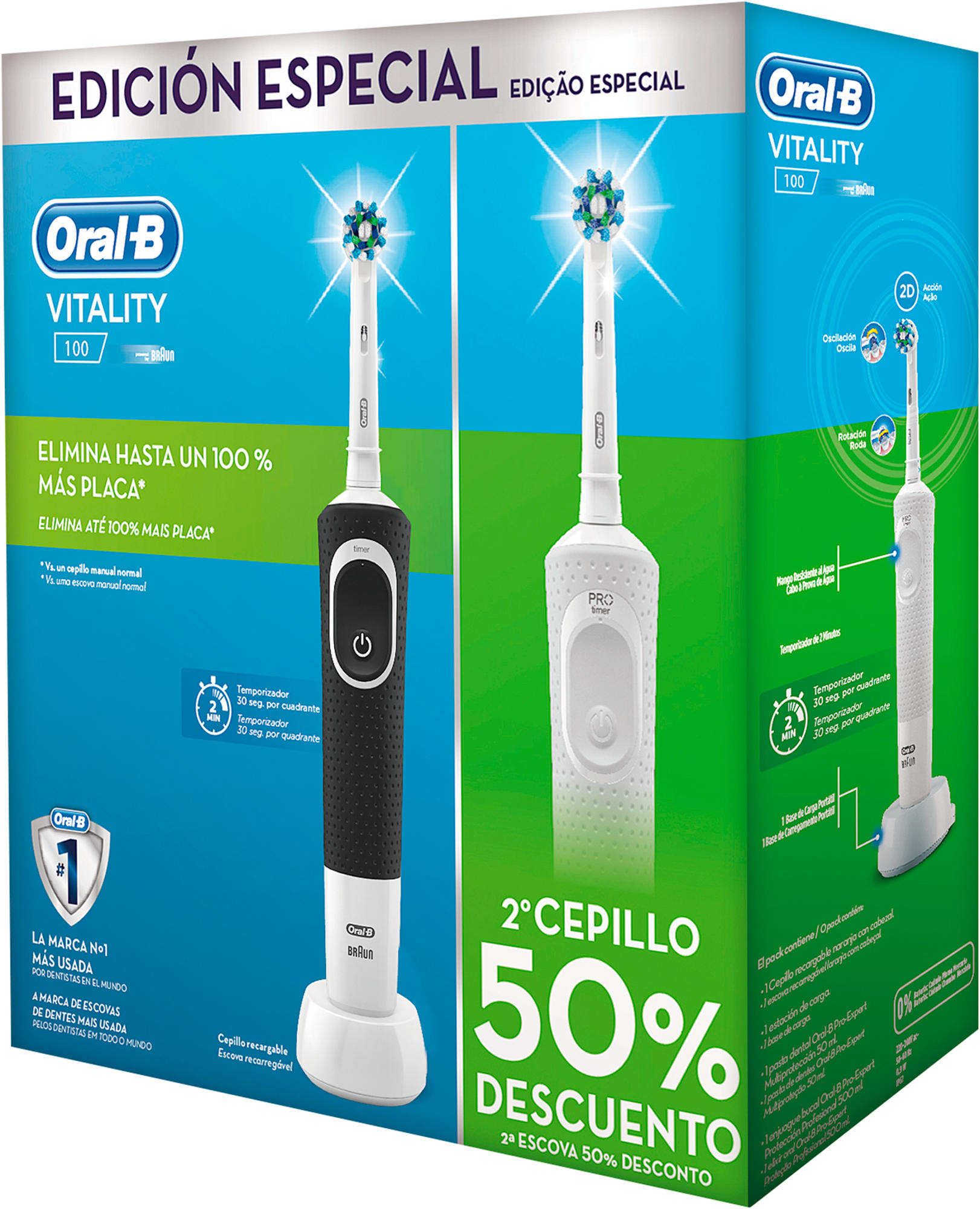 Escova Pack Vitality Duplo Oral B Vitality 100 Duplo CEPILLO