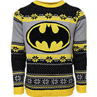 NUMSKULL Batman Logo Xmas Pullover XL Pullover, Schwarz/Gelb
