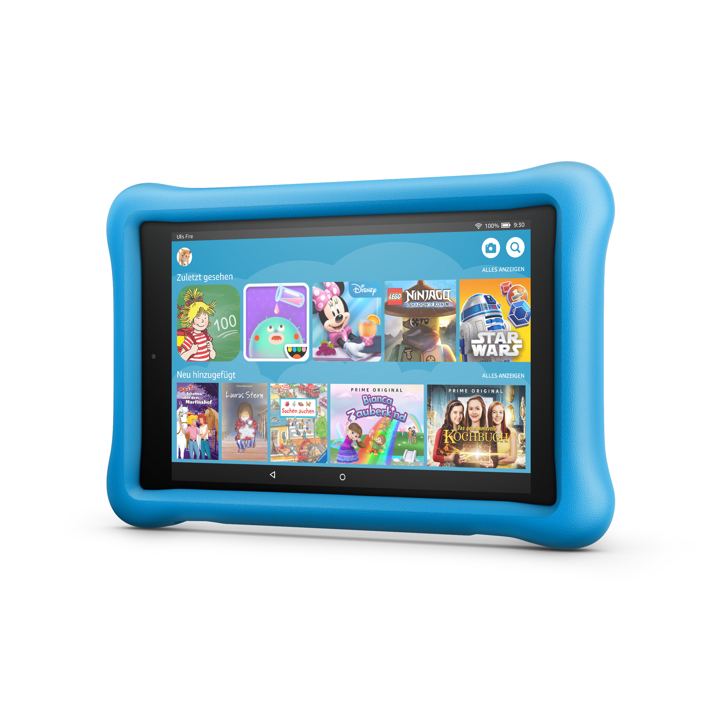 AMAZON Fire HD 8 Kids Edition, Tablet, 32 GB, 8 Zoll, Schwarz mit blaue kindgerechte Hülle