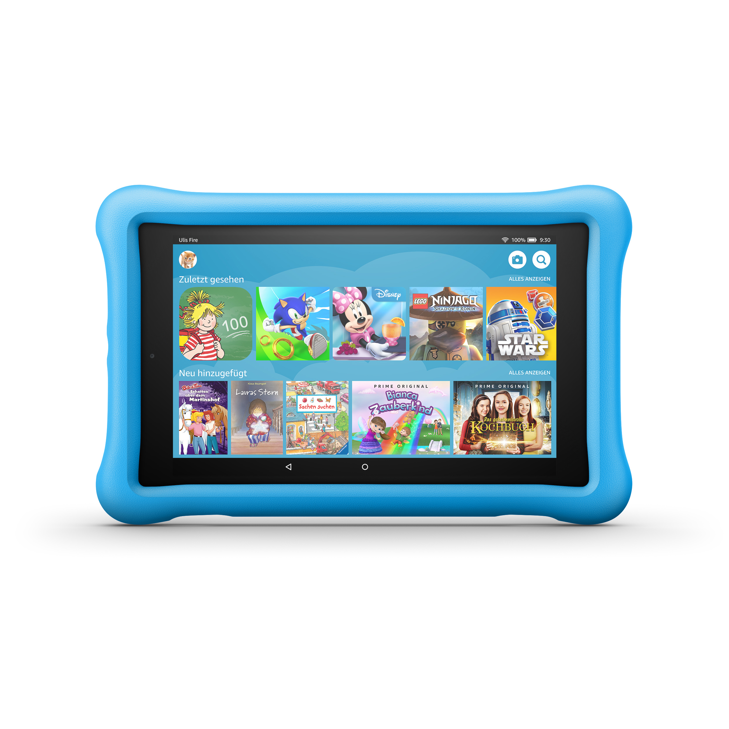 AMAZON Fire HD 8 Kids Edition, Tablet, 32 GB, 8 Zoll, Schwarz mit blaue kindgerechte Hülle