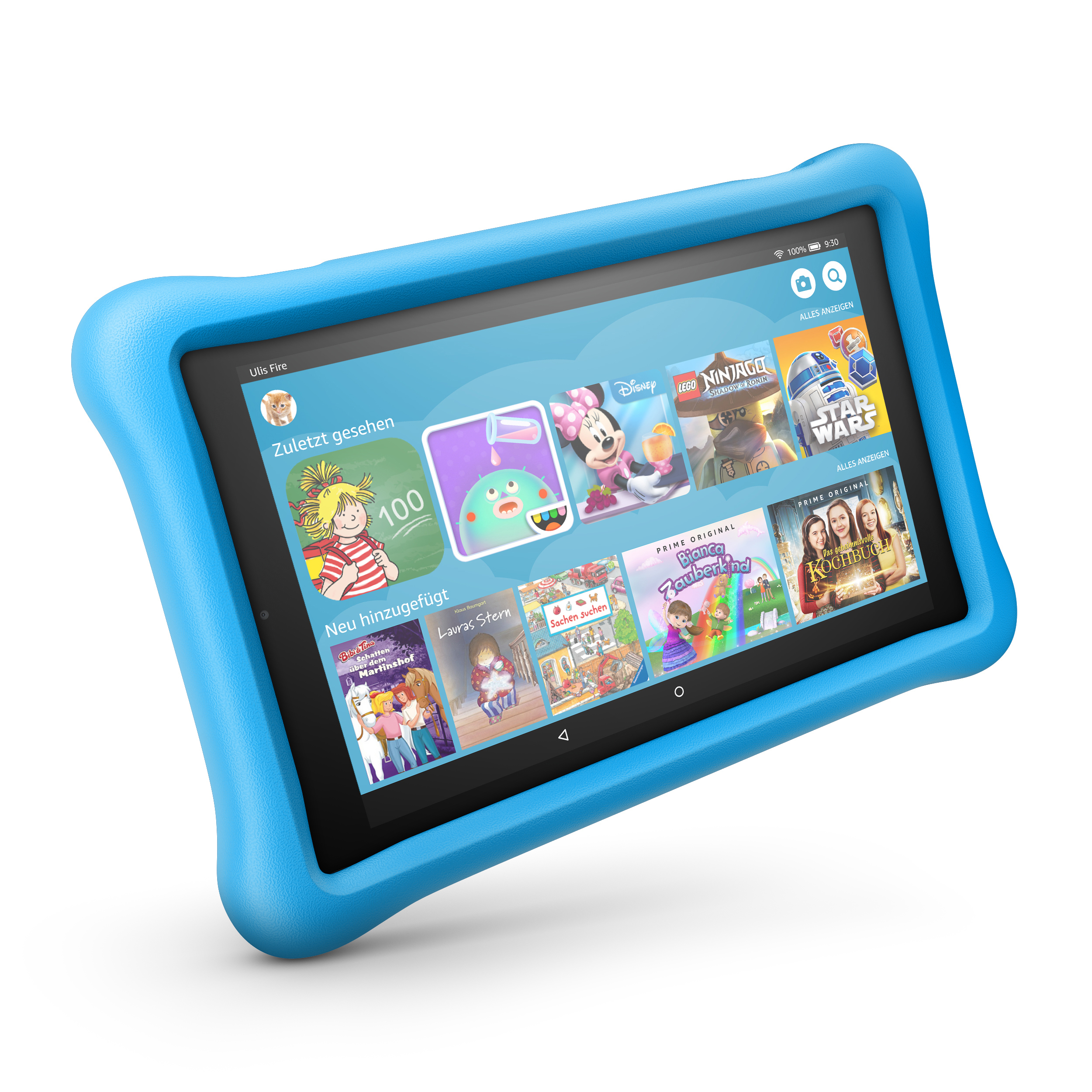 AMAZON Fire HD 8 Kids Edition, Tablet, 32 GB, 8 Zoll, Schwarz mit blaue kindgerechte Hülle