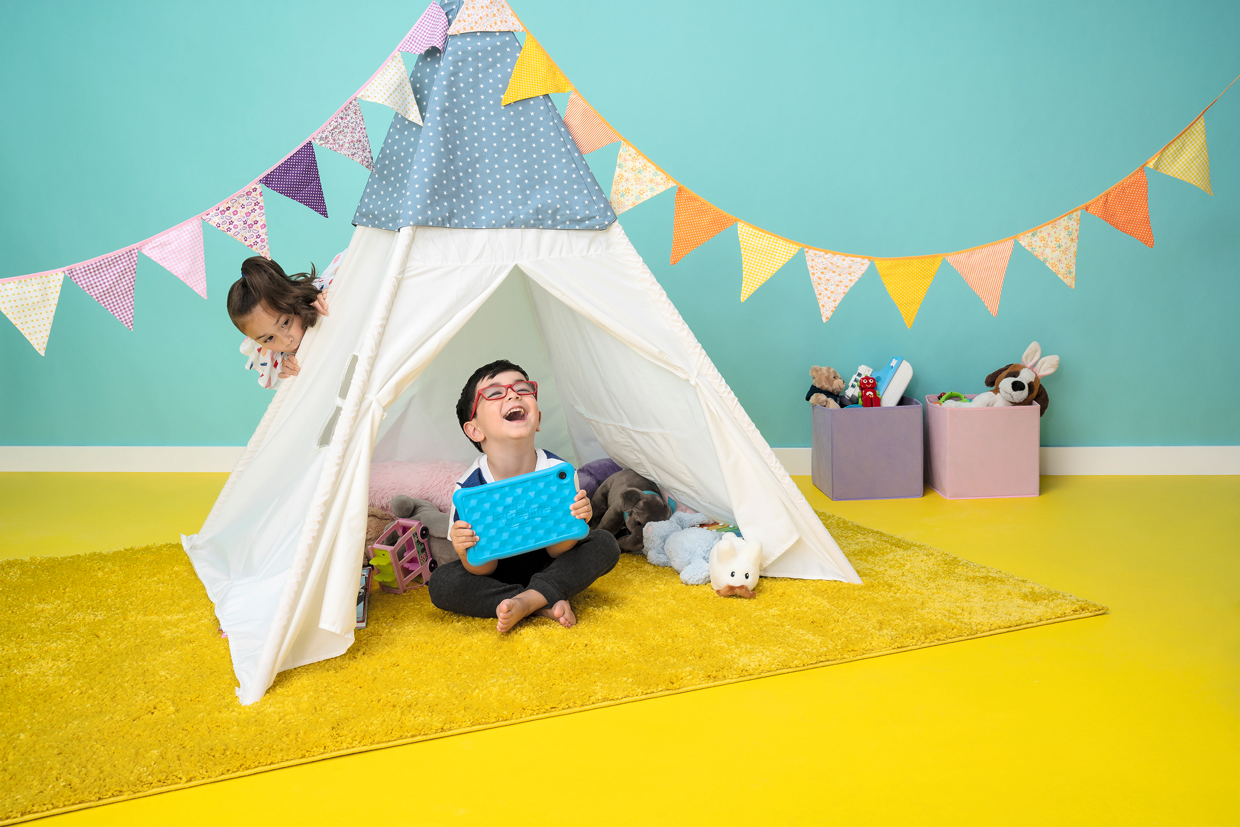 AMAZON Fire HD 8 Kids Edition, Tablet, 32 GB, 8 Zoll, Schwarz mit blaue kindgerechte Hülle