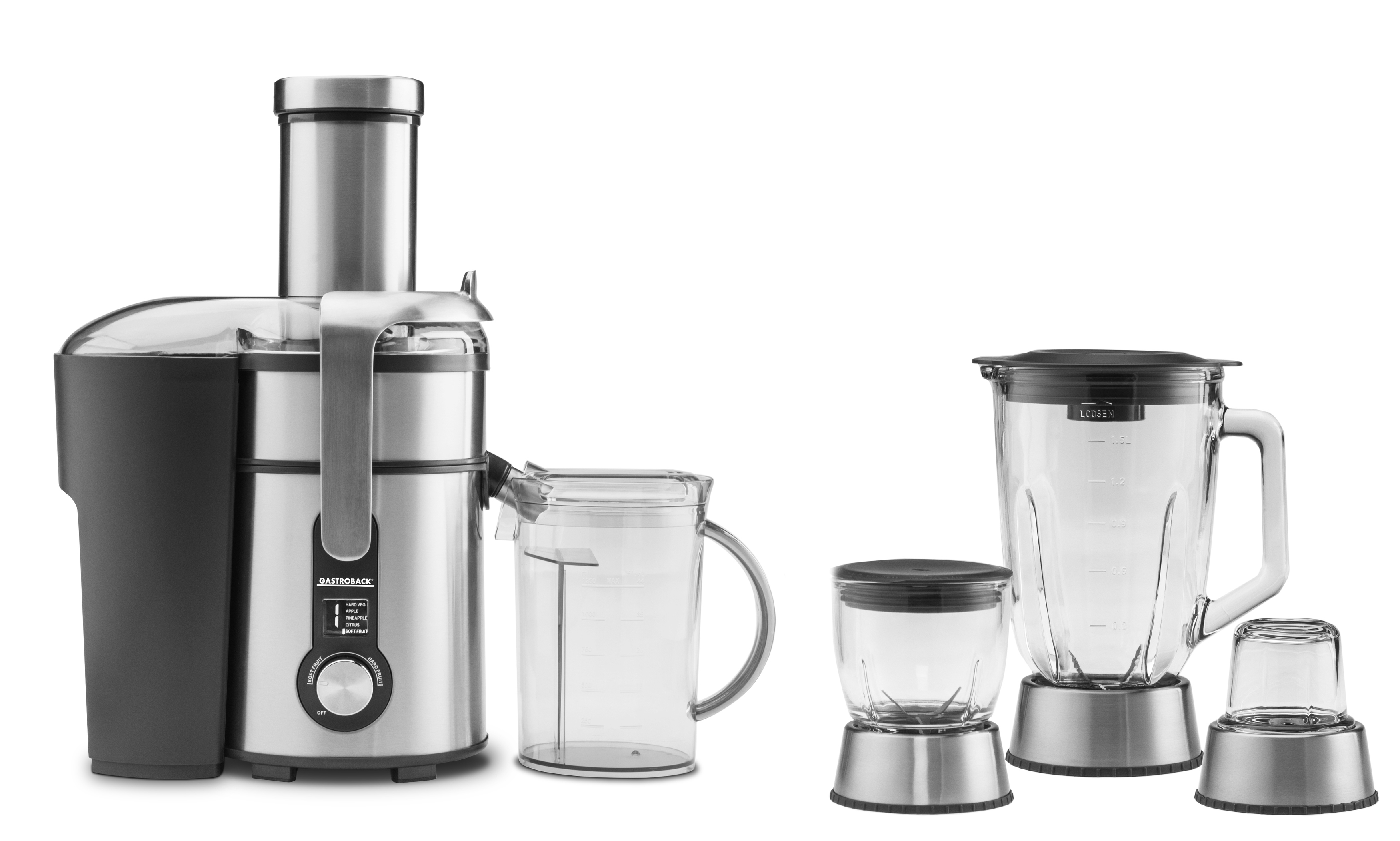 GASTROBACK 40152 Design Multi Juicer Digital Plus Entsafter 1300 Watt, Edelstahl