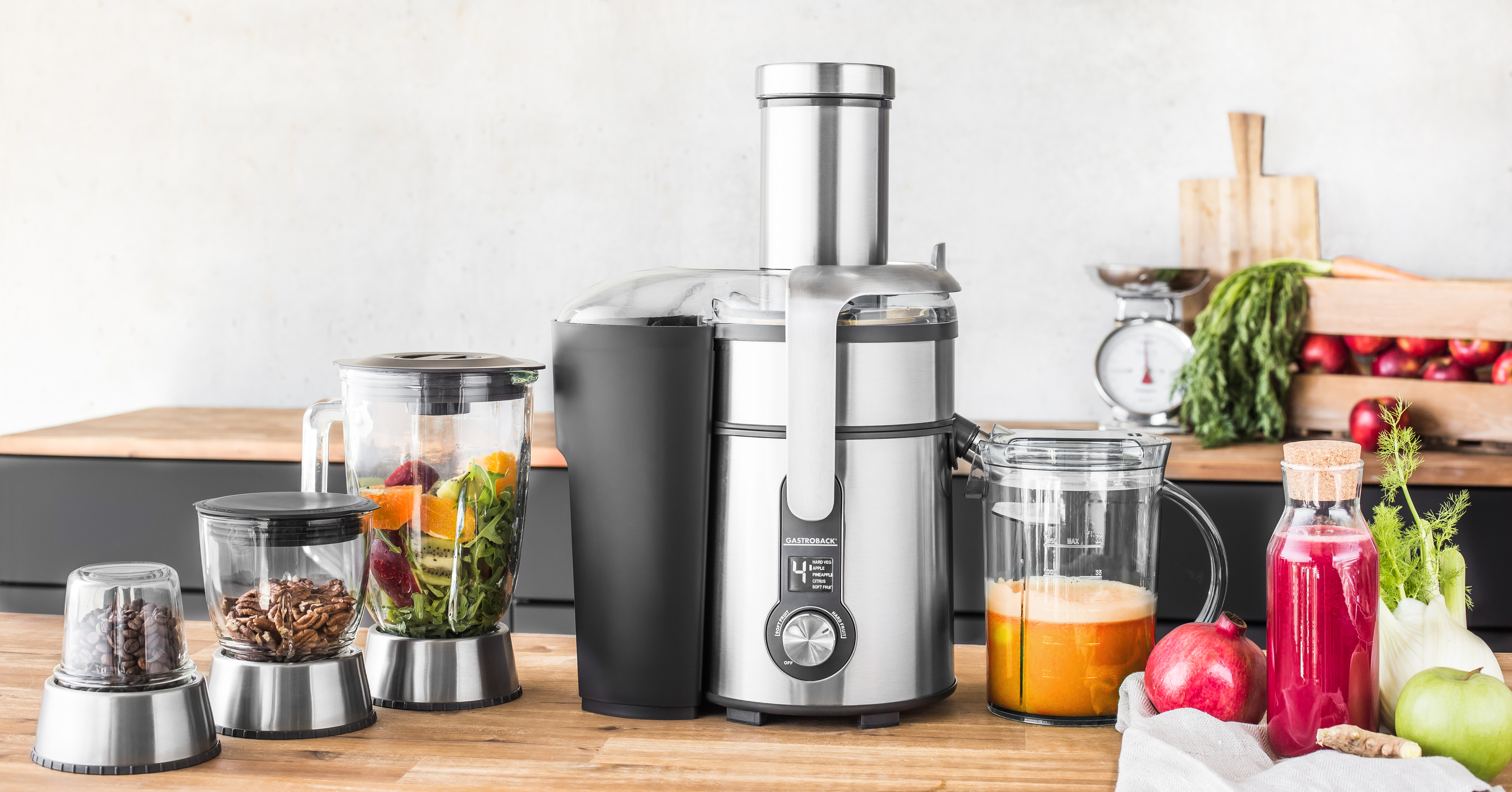GASTROBACK 40152 Design Multi Juicer Digital Plus Entsafter 1300 Watt, Edelstahl
