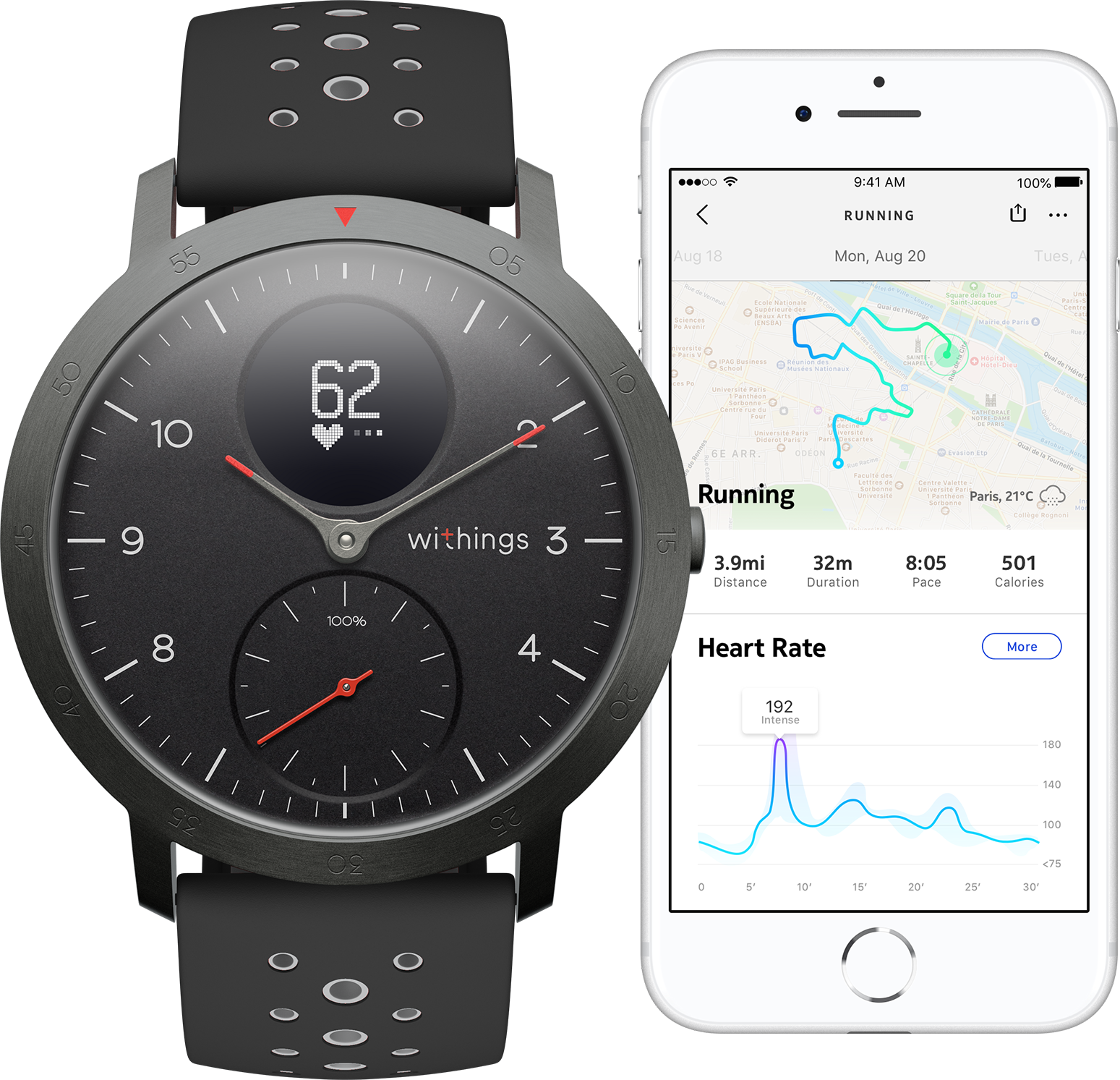 WITHINGS Steel HR Sport Zwart/Zwarte klok