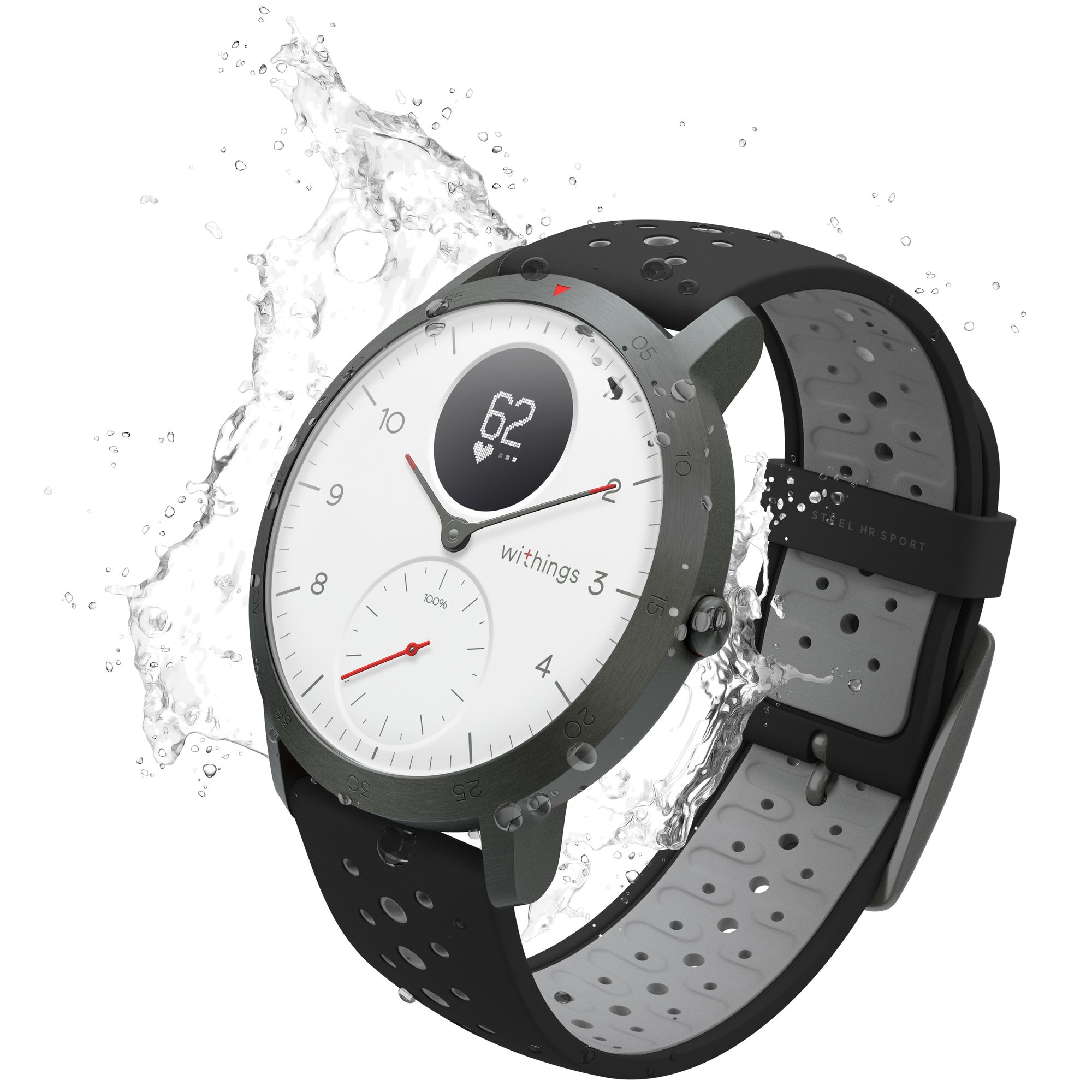 WITHINGS Steel HR Sport Zwart/Witte klok