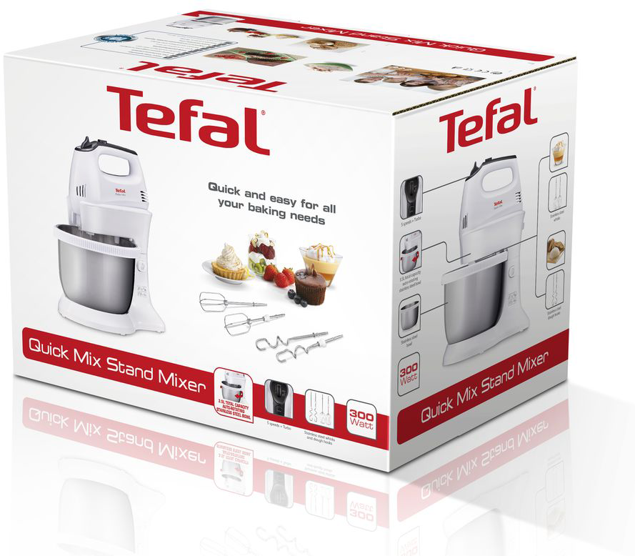 Tefal Quick Mix állványos mixer doboza mixer képpel és szöveggel.