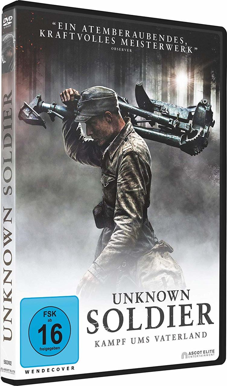 DVD-Hülle des Films 'Unknown Soldier'. Das Cover zeigt einen Soldaten und eine Kriegsszene.