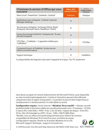 Office 365 Business Premium 2019 (1 utilisateur/15 appareils/1 an) - PC/MAC - Français
