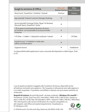 Office Home & Business 2019 (1 utente/1 dispositivo/Licenza perpetua) - PC/MAC - Italienisch