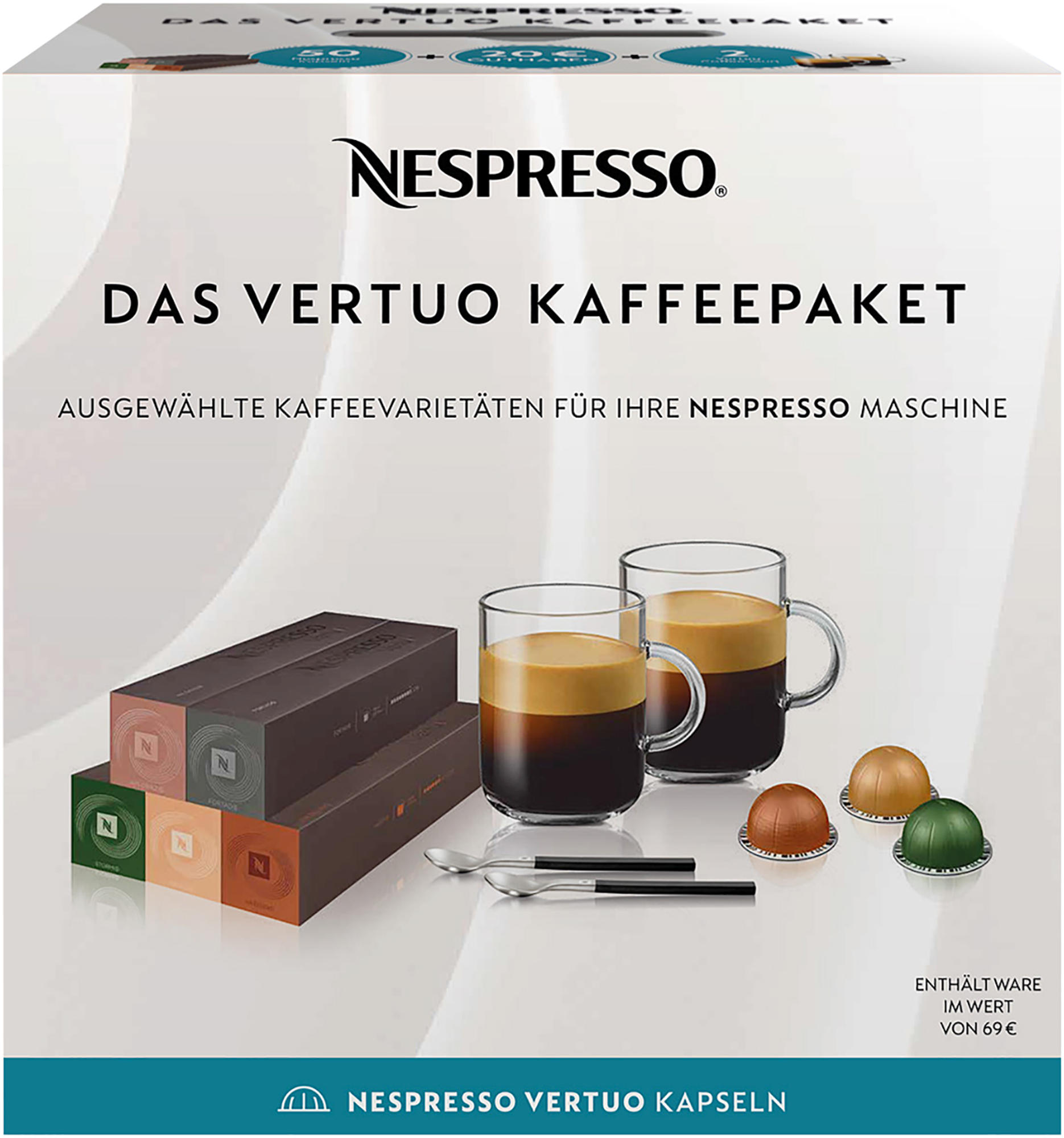 NESPRESSO 104649 VERTUO STARTER KIT Kaffeekapseln (Gerösteter und gemahlener Kaffee für das Nespresso Vertuo System)