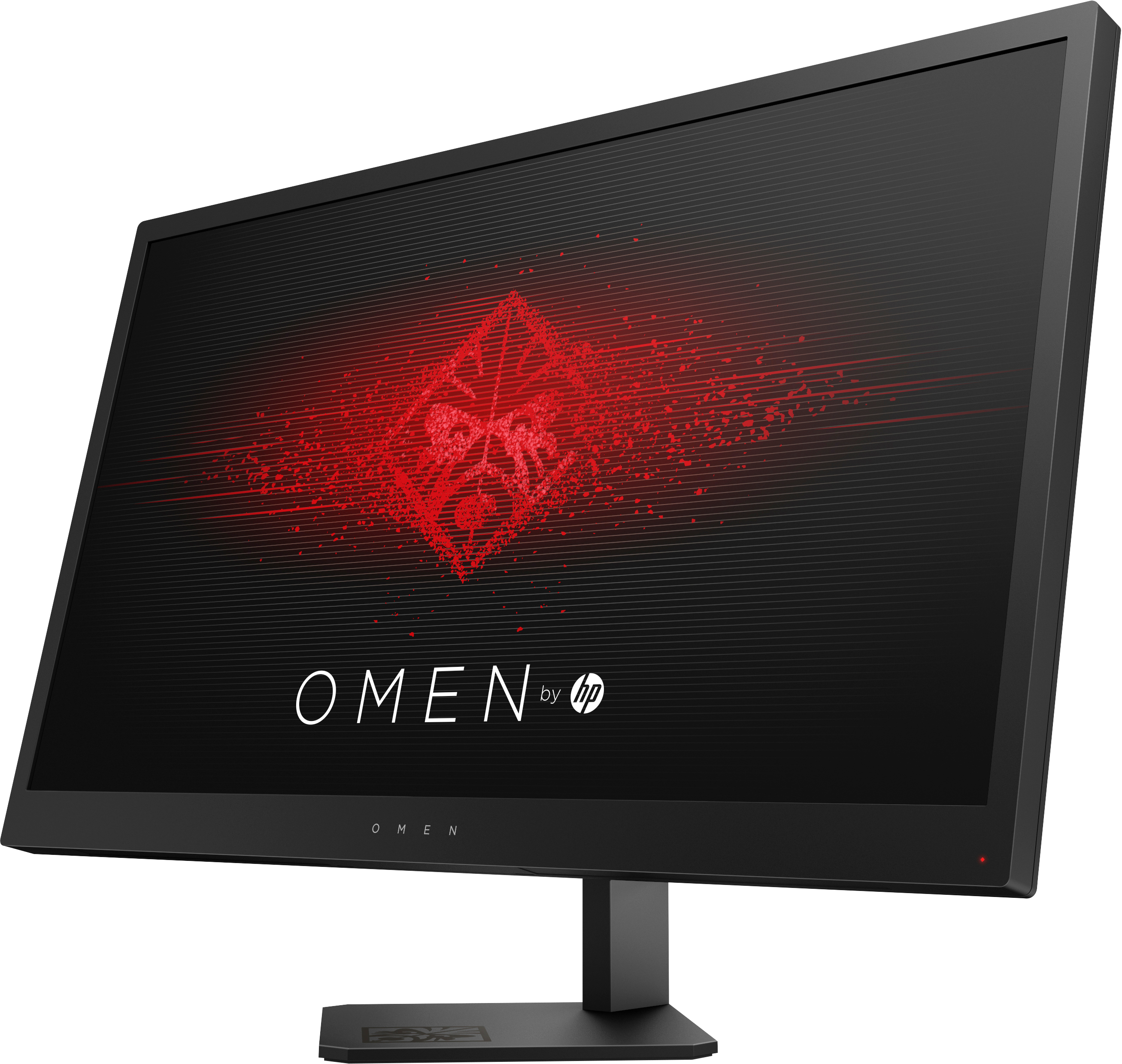 Un monitor de computadora negro con el logotipo OMEN by HP en la pantalla.