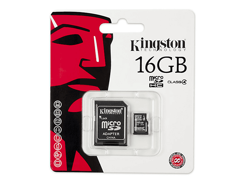 KINGSTON 16GB Micro SDHC CLASS 4 Adaptörlü Hafıza Kartı SDC4/16GB