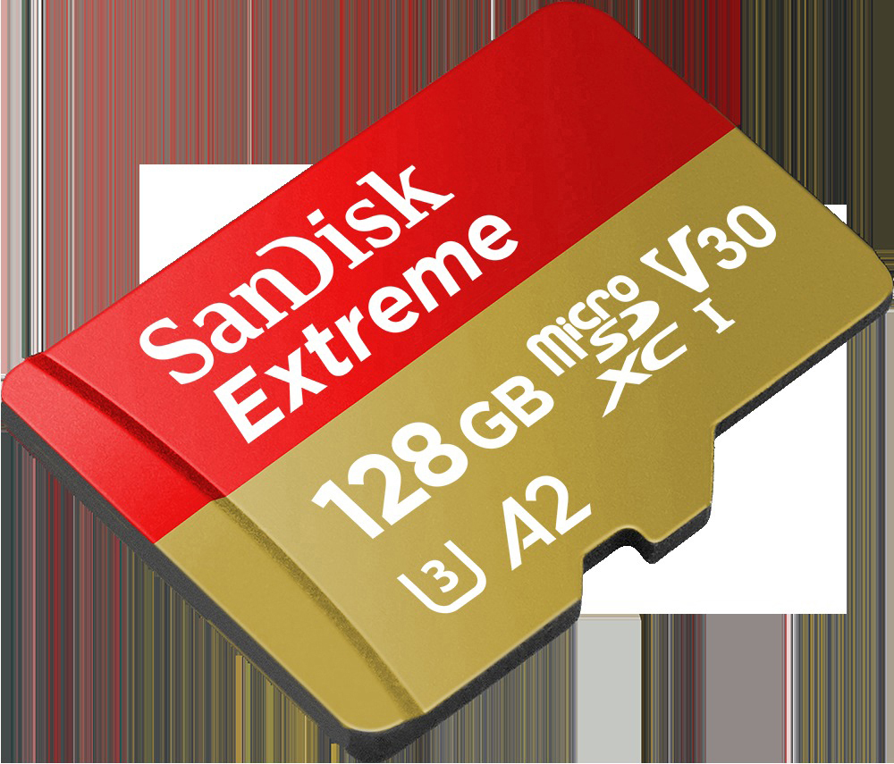 SANDISK 183535 microSDXC Extreme 128GB (A2/V30/U3/UHS-I/C10/W90/R160)+Ad. Act.Cam&Drones